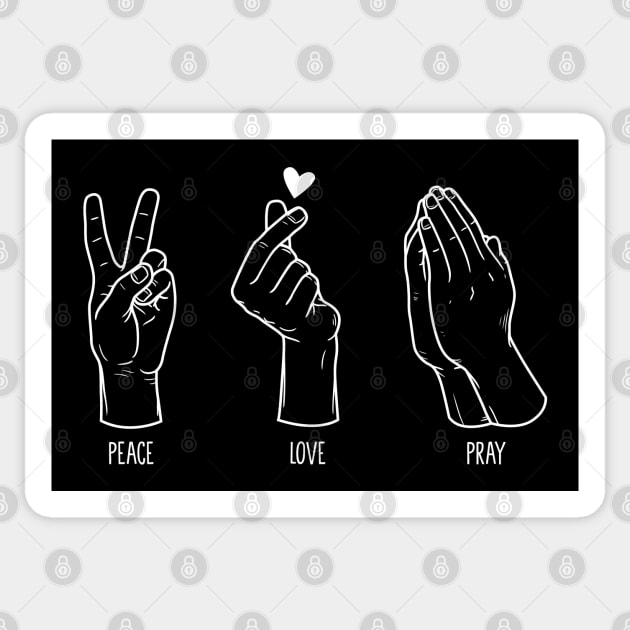 Peace Love Pray Dark Edition Sticker by Tee Tow Argh 